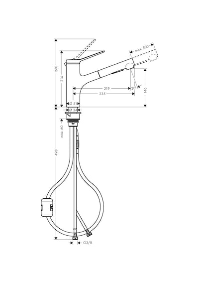 Hansgrohe Zesis M33 150 2 Jet Tek Kollu Eviye Bataryası Satin Siyah