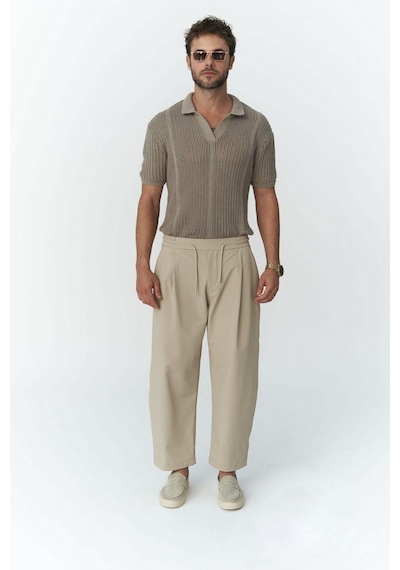 Mai Collection Mai Studios Co. Kenway Bağcık Detaylı Bej Erkek Pantolon Bej