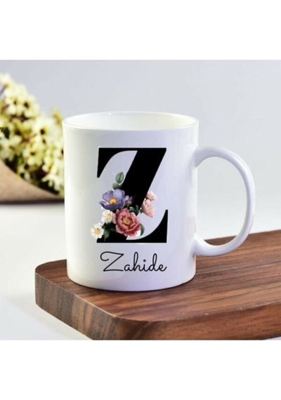 Beyaz Zahide Isimli Z Baş Harf Baskılı Kupa