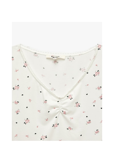 Koton Çiçek Desenli Rahat Kalıp Kısa Kollu Dantel Detaylı Şortlu Pijama Takımı Pembe Desenli 7wlk40207mk Koton Çiçek Desenli Rahat Kalıp Kısa Kollu Dantel Detaylı Şortlu Pijama Takımı Pembe Desenli 7wlk40207mk