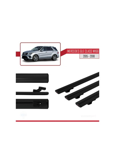 Mercedes Gle Class W166 2015-2018 Arası İle Uyumlu Basic Model Ara Atkı Tavan Barı Siyah 3 Adet