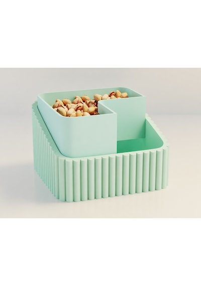 3d Baskı Fıstık Kasesi - Çift Hazneli Kabuk Ayırıcı Sunum Kasesi - Mint Mint Diğer