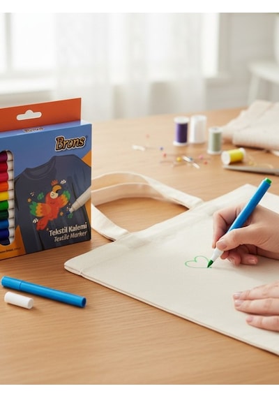 Brons Tekstil Marker 12 Li Set Çok Renkli