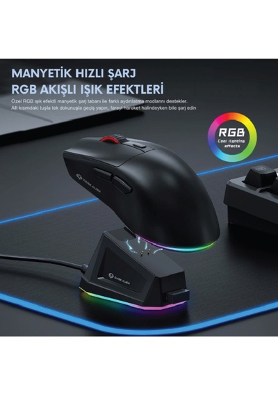 Dark Alien X1 Light Tri Mode Wired Wireless Gaming Mouse Paw3311 59 Gram Şarj İstasyonu Diğer