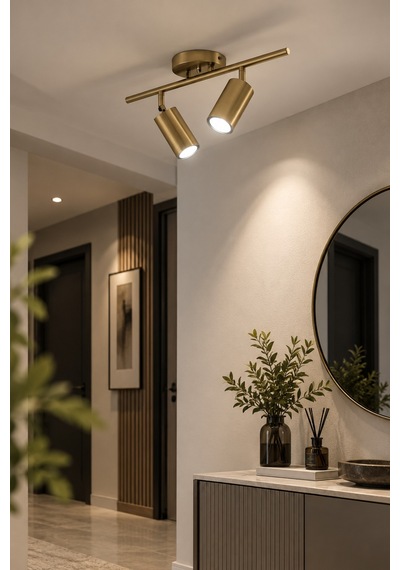 Spoti Beyaz Işık Modern Salon - Mutfak - Cafe Tasarım Eskitme Renk Spot Ledli Sıralı 2 Li Avize Eskitme Beyaz Işık Eskitme Beyaz Işık
