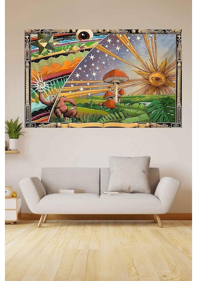 Kozmik Tapestry Mantar Trip Güneş Kadife Duvar Halısı Tapestry Psychedelic Duvar Örtüsü