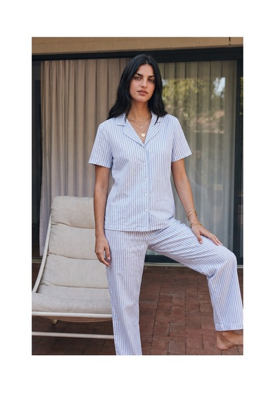 Fit Women Viskon Karışım Homewear Mavi Pijama Takımı