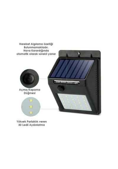 Solar Enerjili 20 Led Duvar Lambası Hareket Sensörlü, Su Geçirmez, Kablo Gerektirmez 04642631