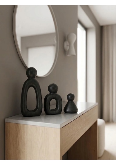 Kaveld Aura Family Minimalist Dekoratif Heykel 3'lü Set El Yapımı Modern Biblo Mermer Tozu & Çimento Kompozit Premium Salon Ve Ofis Dekoru Siyah Kaveld Aura Family Minimalist Dekoratif Heykel 3'lü Set El Yapımı Modern Biblo Mermer Tozu & Çimento Kompozit Premium Salon Ve Ofis Dekoru Siyah