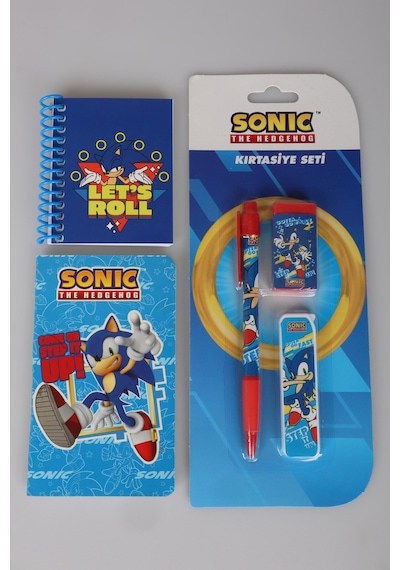 X Dekomus Lisanslı Sonic Çizgisiz Mini Bloknot,uçlu Kalem,silgi,uç Ve Cep Defteri Seti Diğer
