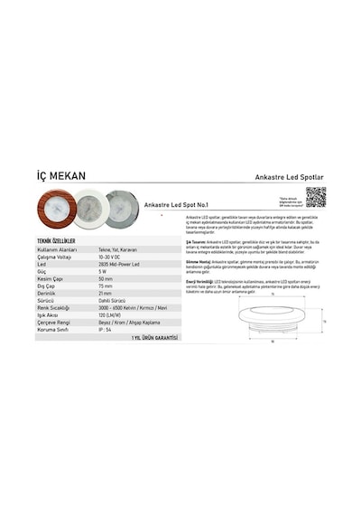 Beyaz Gömme Led Spot No.1 - Beyaz