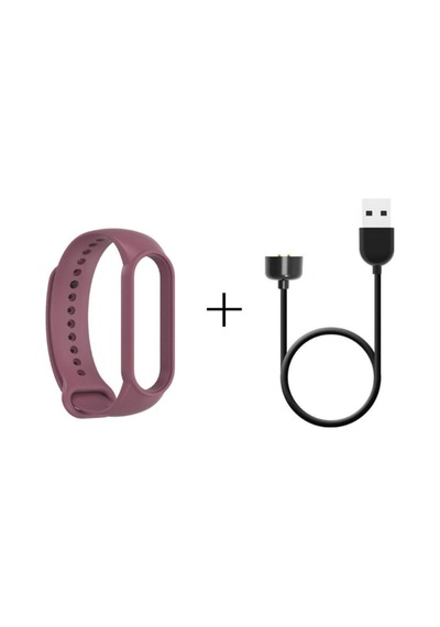 Xiaomi Mi Band 6 Şarj Aleti + Mi Band 6 Kordon Yüksek Kalite 2'li Set Mor-c7414