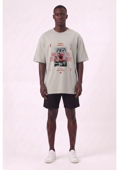Blow Up 2 Pac Gri Oversize Erkek T-shirt 11221 SİYAH