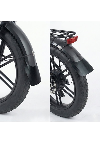 Heugers Rks Skyjet Uyumlu 20x4.0 Elektrikli Bisiklet Çamurluk Tozluğu - Ön Ve Arka Fat Bike Ek Korum Siyah