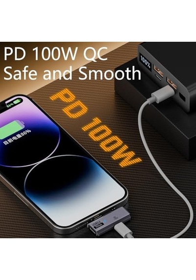 Type C To 2 Usb3.2 100w 10gbps Veri Aktarımı Kulaklık Müzik Dinleme Dönüştürücü Çevirici Otgcc