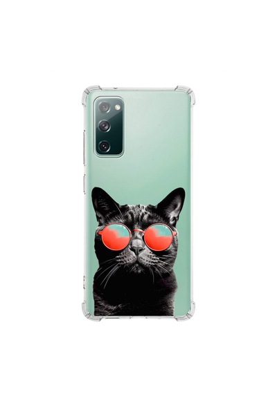 Samsung Galaxy S20 Fe Uyumlu Kedi 3 Baskılı Şeffaf Köşe Korumalı Antişok Kılıf