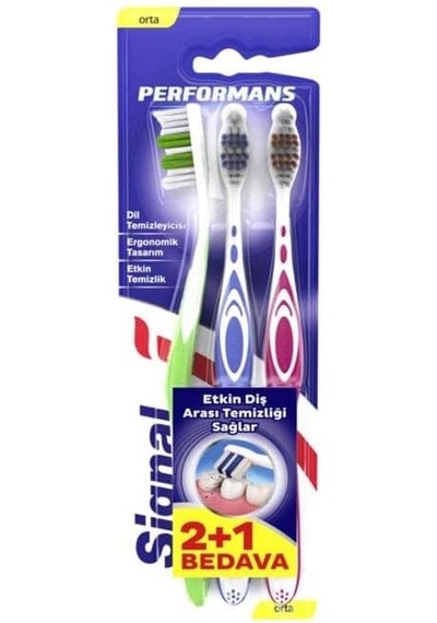 Signal Performans Etkin Diş Temizliği 2+1 Orta Diş Fırçası Açık Ahşap