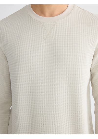 Lcwaıkıkı Classic Bej Bisiklet Yaka Erkek Sweatshirt