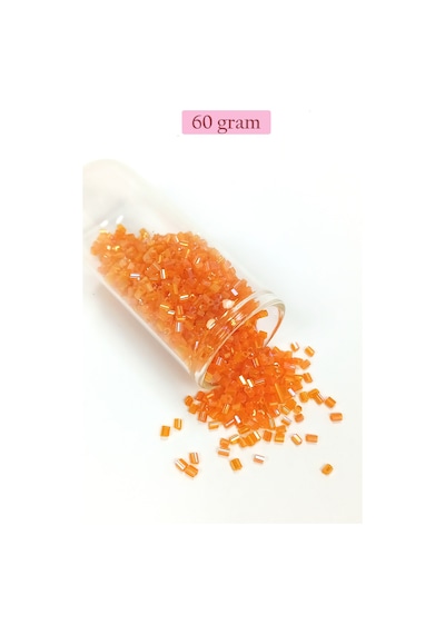 Kesme Cam Boncuk 2mm - 60 Gram - Şeffaf Turuncu - Bnc362