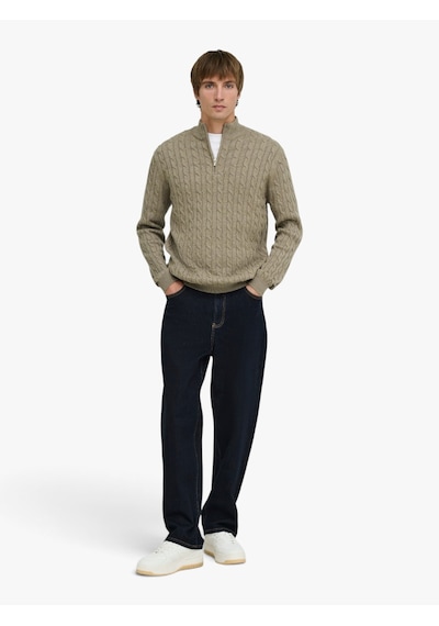 Only & Sons Onslouı Reg 12 Cabel Half Zıp Knıt Noos Erkek Kahverengi Kazak - 22033763