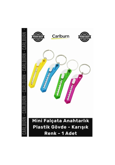 Özel Üretim Pratik Koli Açıcı Küçük Mini Falçata Anahtarlık Plastik Gövde Karışık Renk 1 Adet