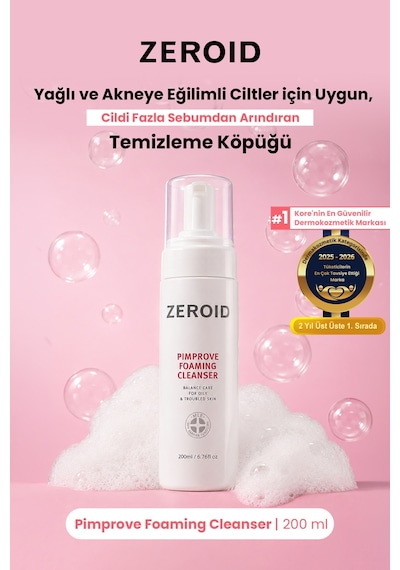 Akneye Eğilimli Ciltler İçin Yağ-nem Dengesi Sunan Temizleme Köpüğü Zeroıd Pimprove Foaming Cleanser