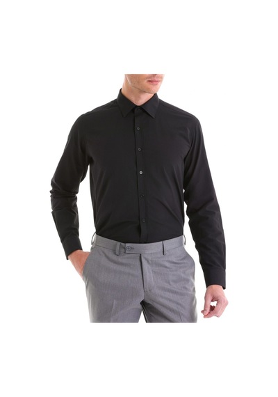 Bawcompany Slimfit Dar Kesim Düz Takım Elbise Gömleği Siyah