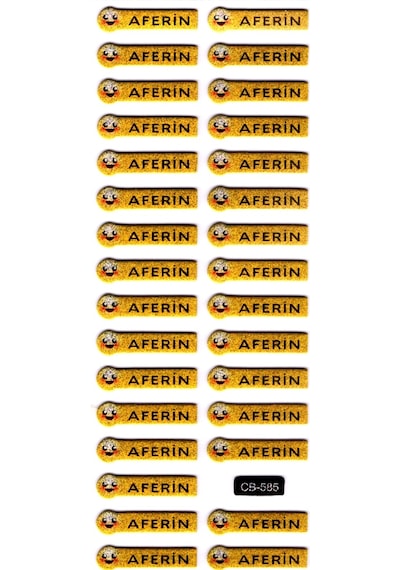 Sticker Kabartmalı Sticker Defter, Planlayıcı Etiket - Cb-585 16x7 Cm- Aferin , Tebrik
