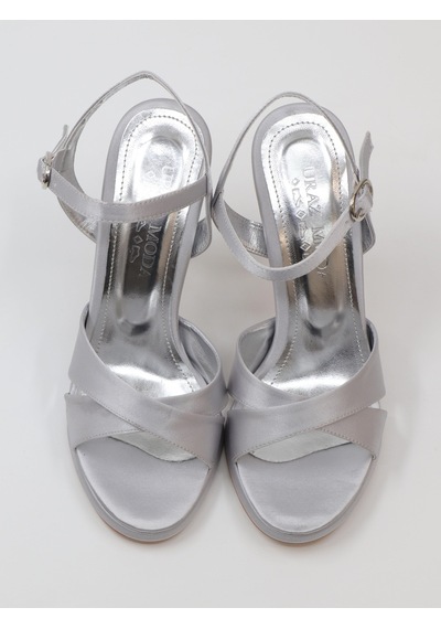 Nesilshoes Nesil Shoes Uraz 700 Gümüş Saten Topuklu Kadın Sandalet