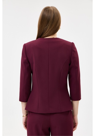 Velnara Moda Mürdüm Zamansız Klasik Kadın Takım Elbise-v Yaka Ceket & Boru Paça Pantolon Koyu Mürdüm - 927039466 Koyu Mürdüm