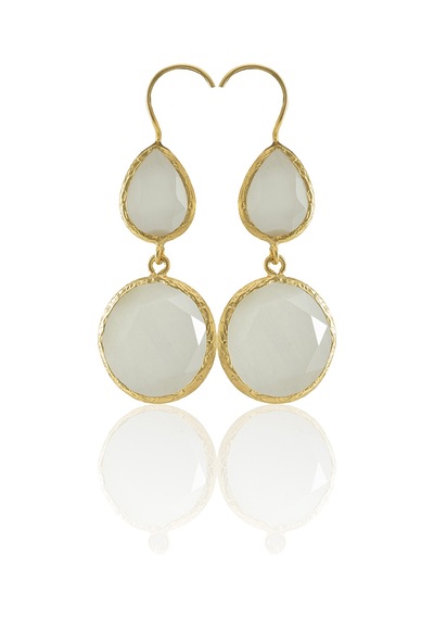 Kadir Jewellery 22 Ayar Altın Kaplama Kadın Taşlı Küpe -el İşçiliği Ve Hipoalerjenik Küpe Beyaz 16680692