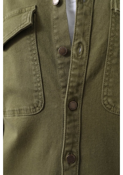 Erkek Oversize Jean Gömlek Haki 001