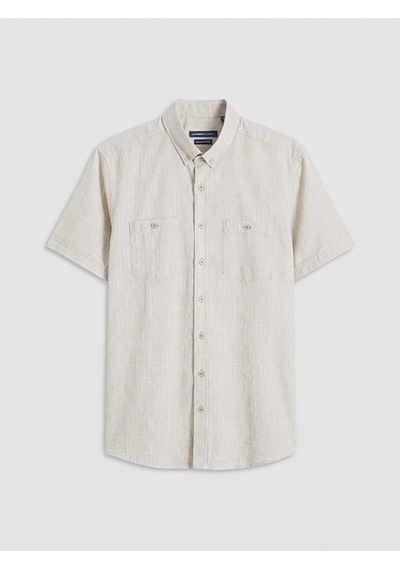 Lcwaıkıkı Classic Bej Regular Fit Erkek Keten Görünümlü Gömlek
