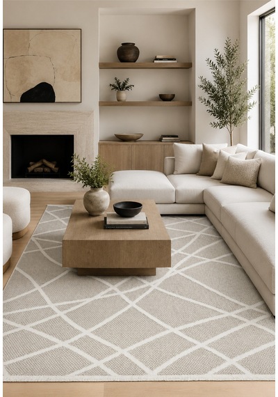 Modern Sisal 8002 Bej Krem Leke Tutmayan Kaymaz Taban Salon Mutfak Koridor Balkon Halısı Bej - Krem