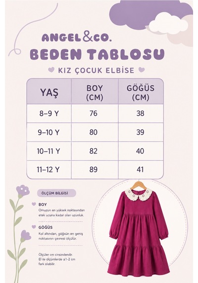 Angel&co. Girls Clothing Brode Yaka Müslin Midi Elbise-fuşya Fuşya