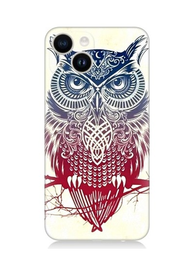Apple Uyumlu iPhone 13 Mistik Tribal Baykuş Desenli Silikon Kılıf