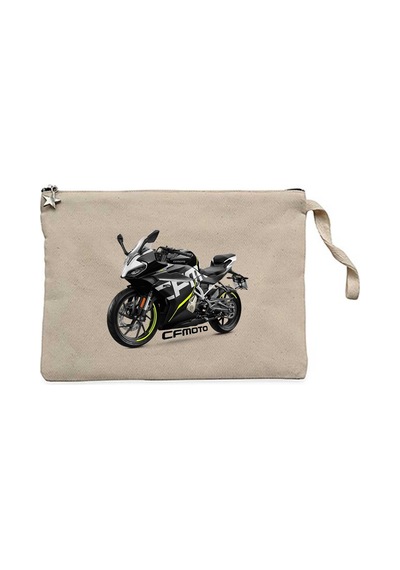 Cfmoto 250sr And Text Krem Clutch Astarlı Cüzdan / El Çantası
