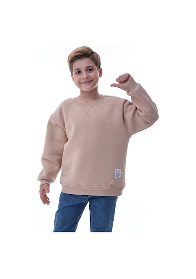 Erkek Çocuk Sweatshirt %100 Pamuk Rahat Kalıp 5-10 Yaş Bej