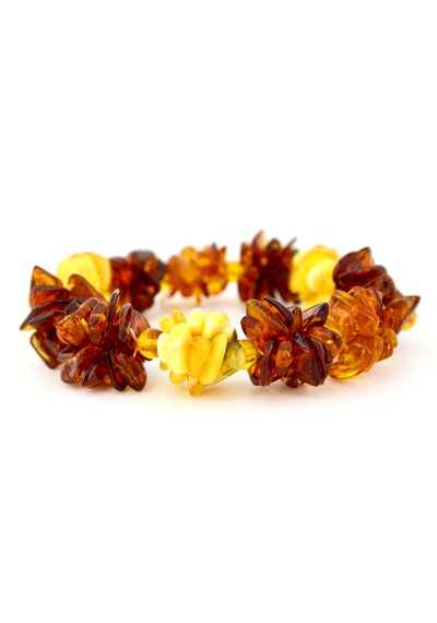 Kehribar Bileklik Amorf Tasarım Ambergold Blk23-122 Çok Renkli