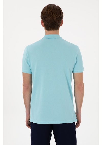 U.S. Polo Assn. Erkek Slim Fit Polo Yaka Aqua Basic Tişört 50297983-VR007