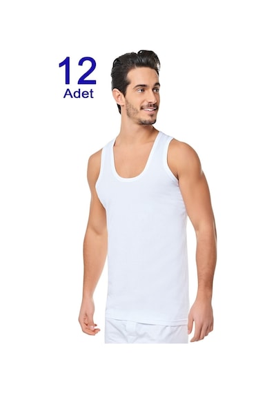 Seher Yıldız Erkek Penye Atlet 12 Adet Beyaz 0001 Beyaz