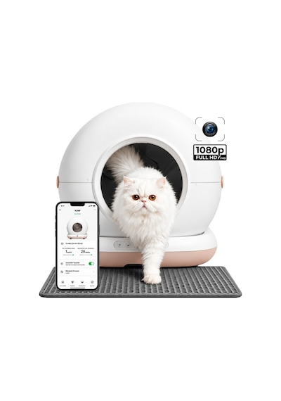 Haustier Cb002 Bej Kameralı Akıllı Otomatik Kedi Tuvaleti, App İle Uzaktan Kontrol, 72lt Hazne, 7lt Çöp Haznesi