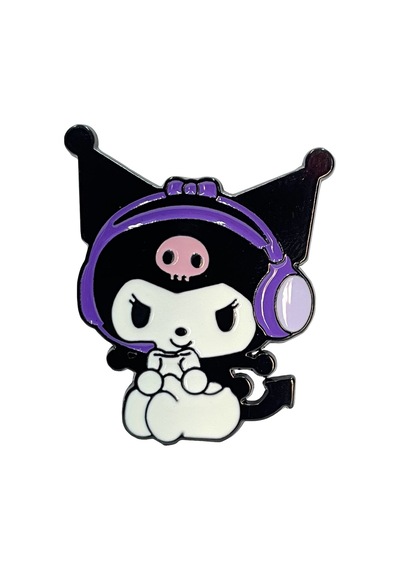 Kuromi Metal Broş Siyah-pembe