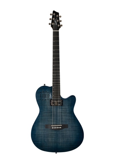 Godin A6 Ultra Elektro Akustik Gitar Denim Blue Flame