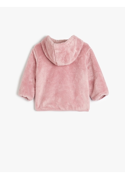 Koton Kapşonlu Peluş Ceket Fermuarlı Uzun Kollu Pembe 5wmg20012ak Pembe