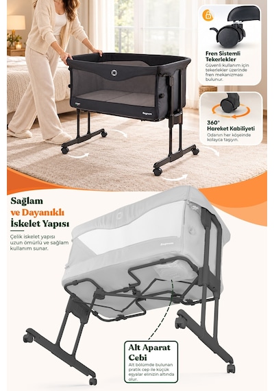 Prego Regnum Anne Yanı Beşik Siyah 4095