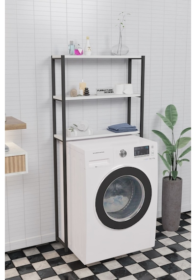 Çamaşır Makinesi Üstü Düzenleyici Raf Banyo Dolabı Rafı  Beyaz