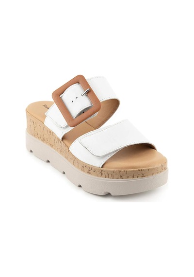 Hush Puppies Effeza 625205 Hakiki Deri Kadın Terlik Beyaz Beyaz