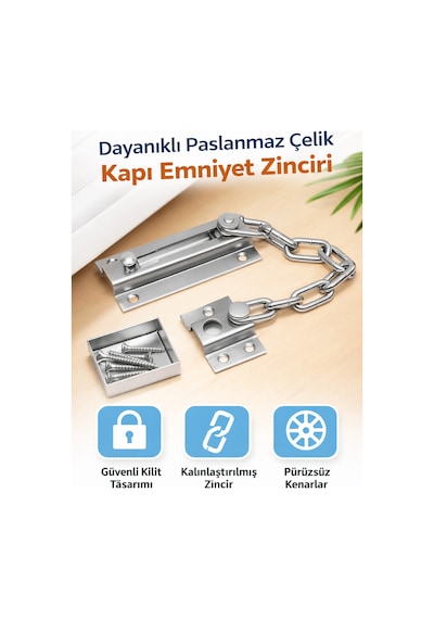 Sürgülü Kapı Kilidi Demir Pencere Emniyet Zinciri Çelik Kapı Güvenlik Kilidi Dayanıklı Metal
