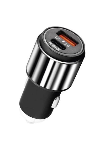 Araç Şarj Başlık 45w Hızlı Şarj Çift Girişli Type C Usb Araç Şarj Başlık Ultra Hızlı